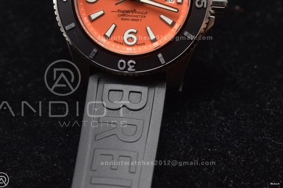 Edition Best 1:1 Dial Superocean 478 Black Bezel Resilient Strap A 44 TF Orange On Rubber Automatic Black 0814